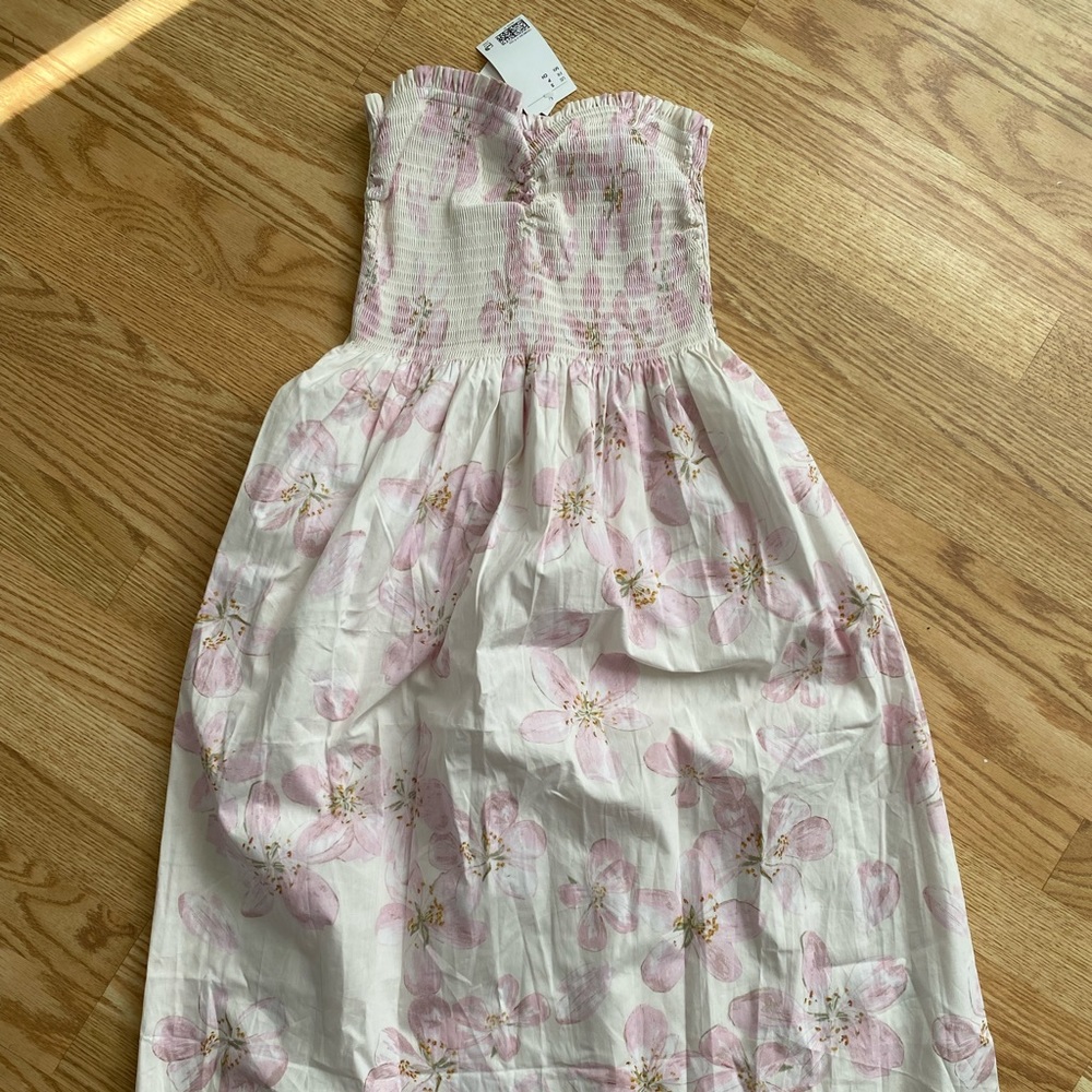 H&M Pink Smocked Cotton Dress